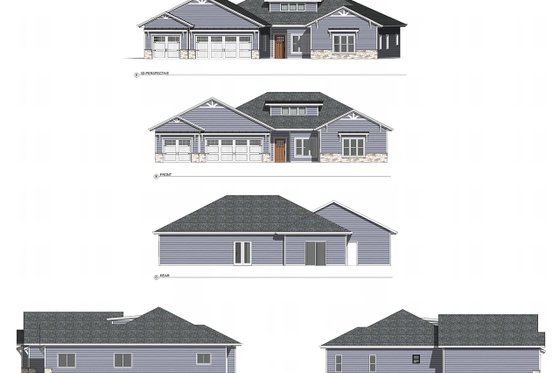 Exterior - Other Elevation 2 for Ranch House Plan #1077-9 - 3 bed, 2 bath