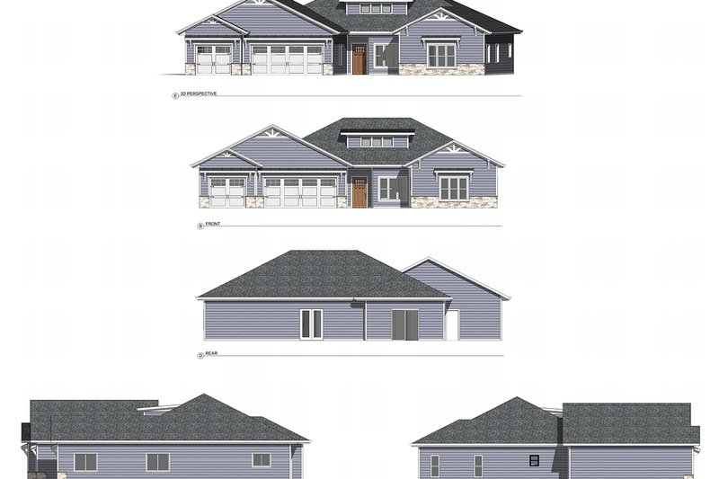 Architectural House Design - Exterior - Other Elevation 2 for Ranch House Plan #1077-9 - 3 bed, 2 bath