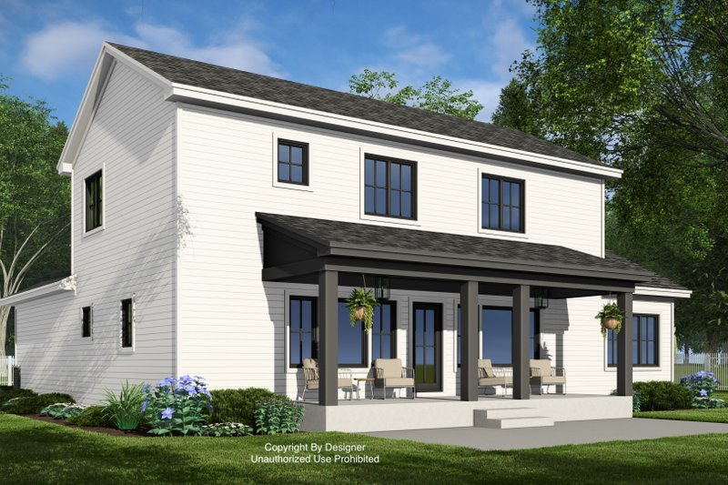 Architectural House Design - Exterior - Rear Elevation for Farmhouse House Plan #51-1383 - 4 bed, 3.5 bath
