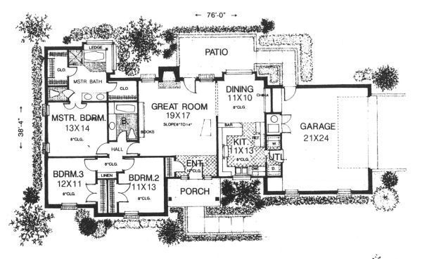 House Plan Design - Ranch Floor Plan - Main Floor Plan #310-602
