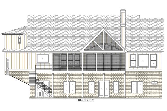 Exterior - Rear Elevation 1 for Craftsman House Plan #437-138 - 4 bed, 4.5 bath