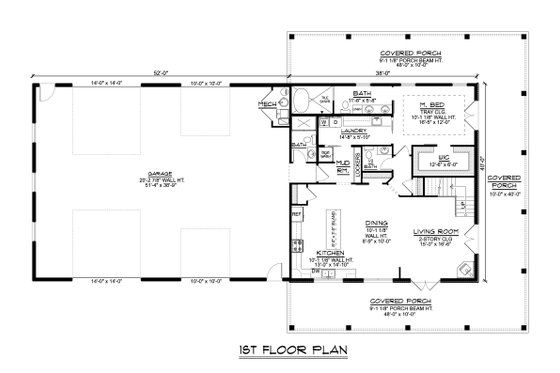 Floor Plan - Main Floor for Barndominium House Plan #1064-265 - 3 bed, 3.5 bath