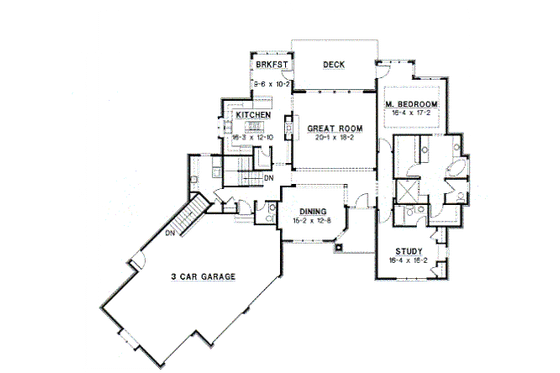 Floor Plan - Main Floor for Traditional House Plan #67-675 - 2 bed, 2.5 bath