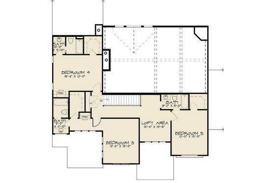 Floor Plan - Upper Floor for Craftsman House Plan #17-3423 - 5 bed, 5.5 bath