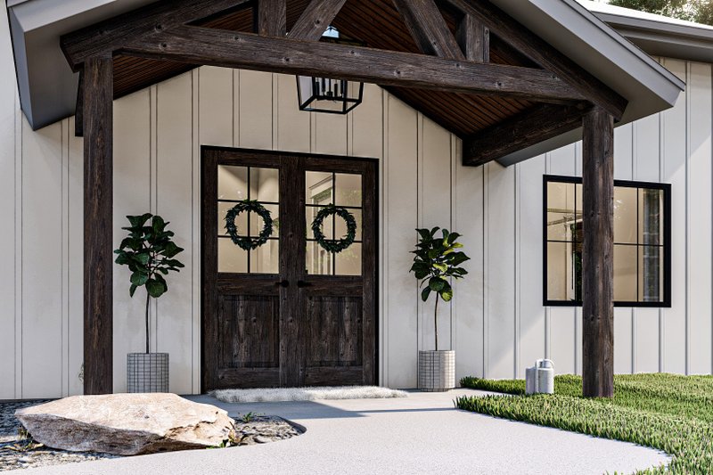 House Design - Exterior - Covered Porch for Barndominium House Plan #455-259 - 2 bed, 1 bath