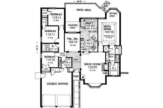 Floor Plan - Main Floor for European House Plan #310-159 - 4 bed, 2 bath