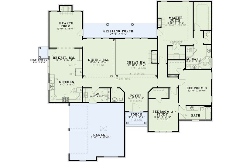 Home Plan - Floor Plan - Main Floor for European House Plan #17-145 - 3 bed, 2.5 bath