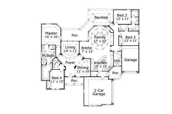 Floor Plan - Main Floor for European House Plan #411-517 - 4 bed, 3 bath
