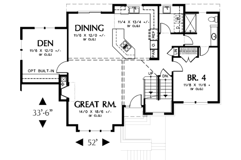 Home Plan - Floor Plan - Main Floor for Traditional House Plan #48-397 - 4 bed, 3 bath