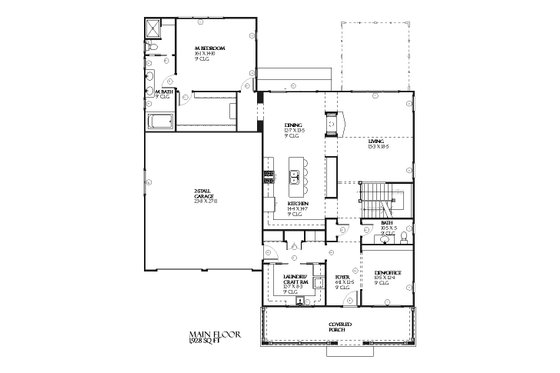 Floor Plan - Main Floor for Craftsman House Plan #901-56 - 4 bed, 3.5 bath