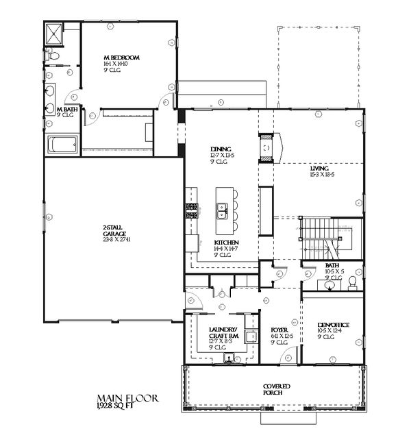 Craftsman Floor Plan - Main Floor Plan #901-56