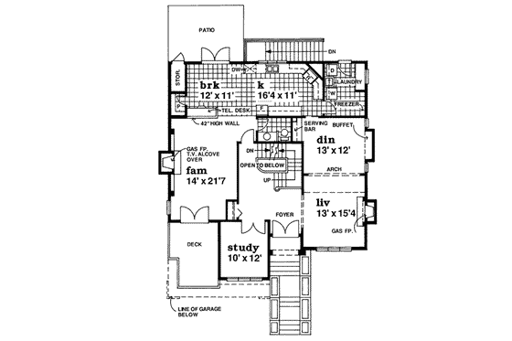 Floor Plan - Main Floor for European House Plan #47-484 - 4 bed, 2.5 bath