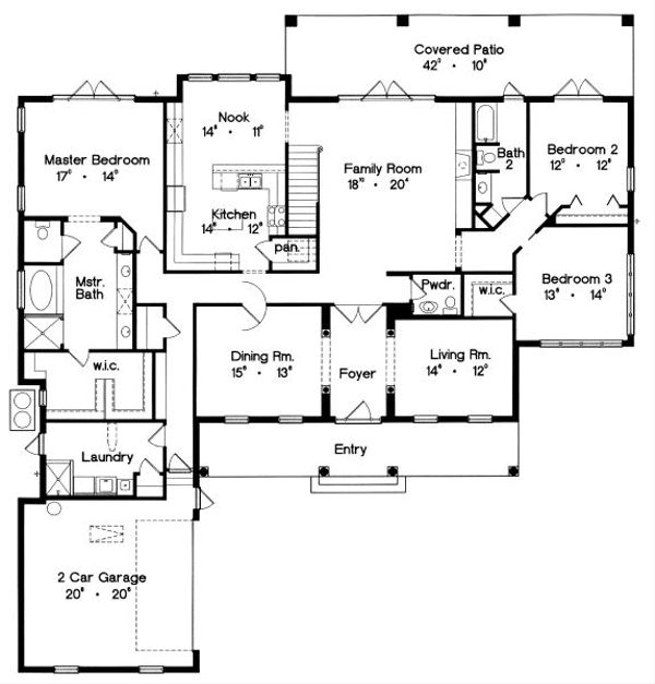 Colonial Floor Plan - Main Floor Plan #417-414