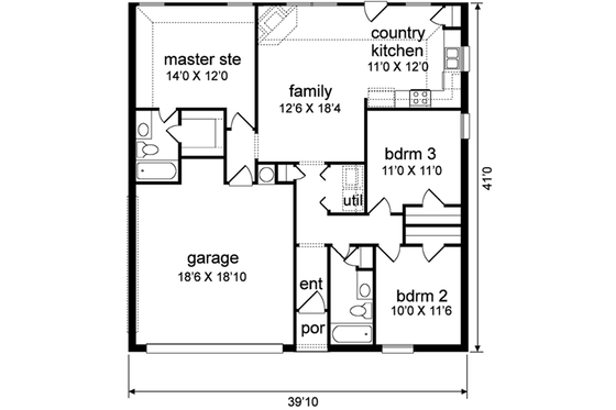 Floor Plan - Main Floor for Traditional House Plan #84-159 - 3 bed, 2 bath