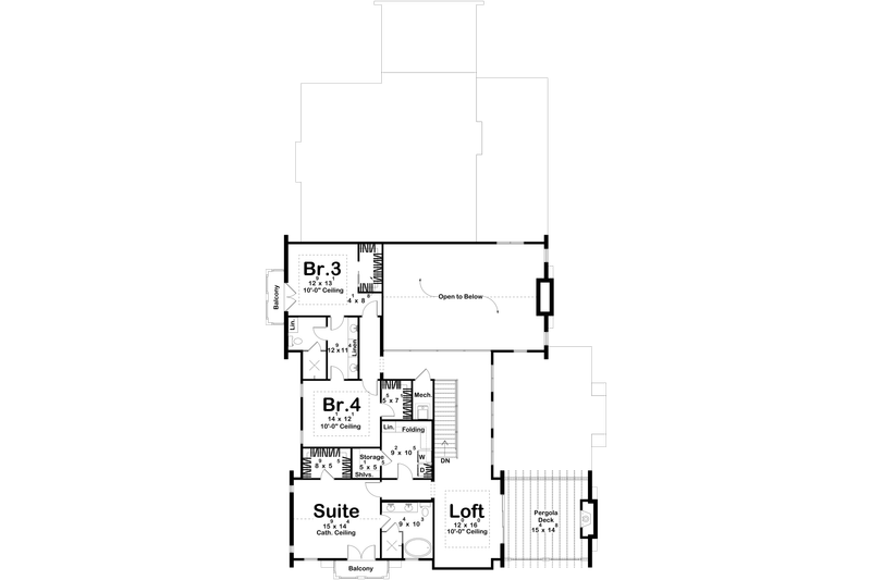 House Blueprint - Floor Plan - Upper Floor for Beach House Plan #455-766 - 4 bed, 3.5 bath