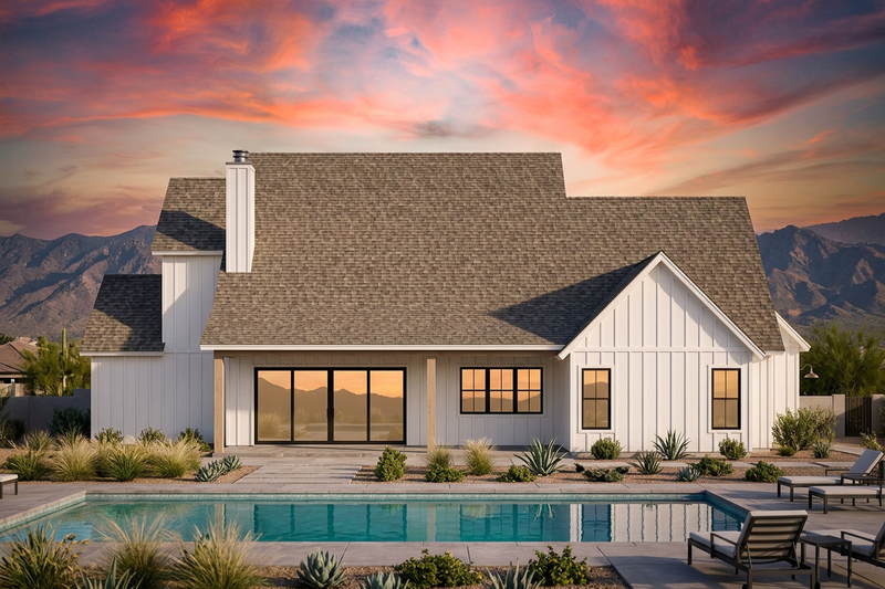 House Design - Exterior - Rear Elevation for Farmhouse House Plan #1096-202 - 4 bed, 4.5 bath