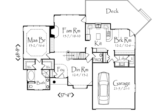 Floor Plan - Main Floor for European House Plan #71-111 - 3 bed, 2.5 bath