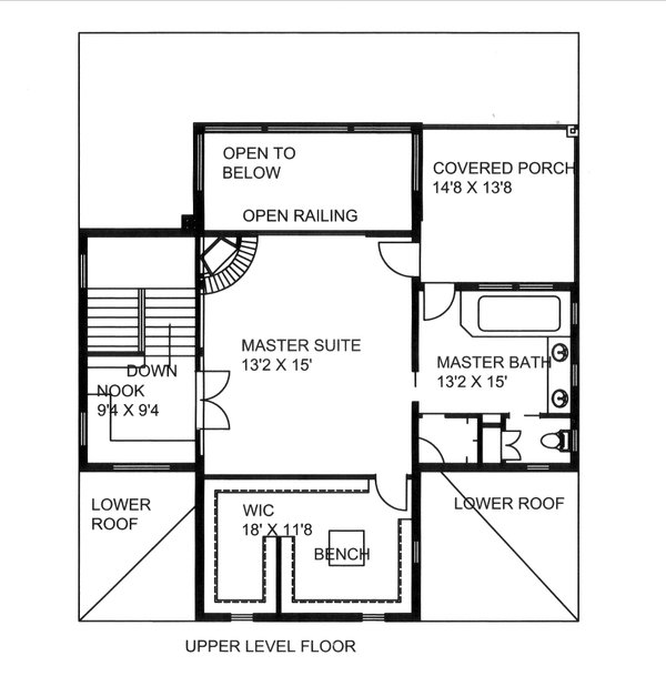 Floor Plan - Upper Floor for Contemporary House Plan #117-1111 - 3 bed, 3 bath