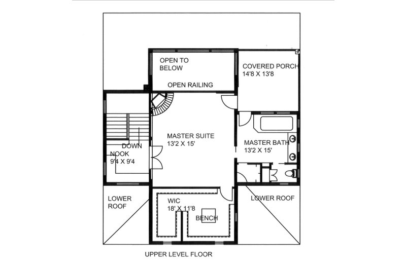 House Blueprint - Floor Plan - Upper Floor for Contemporary House Plan #117-1111 - 3 bed, 3 bath