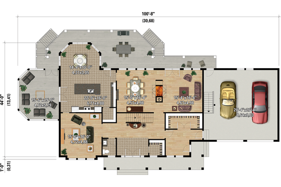 Floor Plan - Main Floor for Country House Plan #25-4883 - 7 bed, 3.5 bath