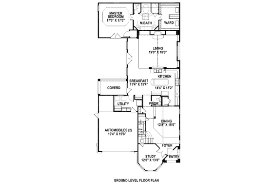 Floor Plan - Main Floor for European House Plan #141-188 - 3 bed, 2.5 bath