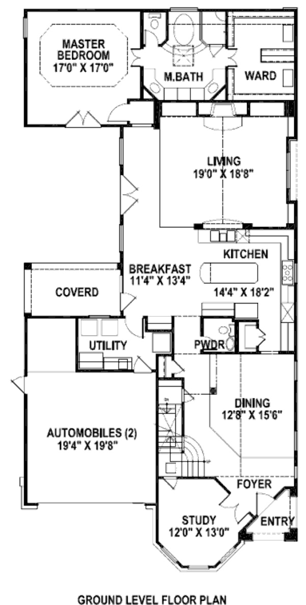Floor Plan - Main Floor for European House Plan #141-188 - 3 bed, 2.5 bath