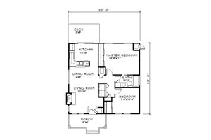 Floor Plan - Main Floor for Cottage House Plan #515-19 - 2 bed, 1 bath