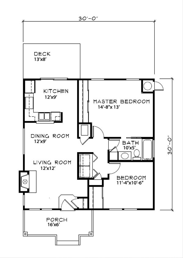 Cottage Style House Plan - 2 Beds 1 Baths 900 Sq/Ft Plan #515-19 ...
