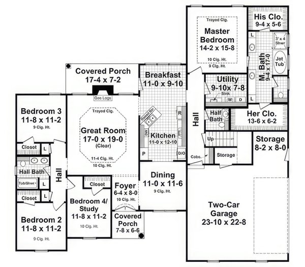 House Blueprint - Country Floor Plan - Main Floor Plan #21-597