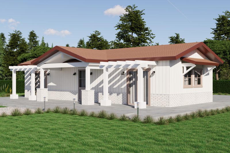 House Blueprint - Exterior - Front Elevation 3 for Traditional House Plan #1106-193 - 2 bed, 1 bath