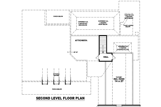 Floor Plan - Upper Floor for Southern House Plan #81-1028 - 3 bed, 2 bath