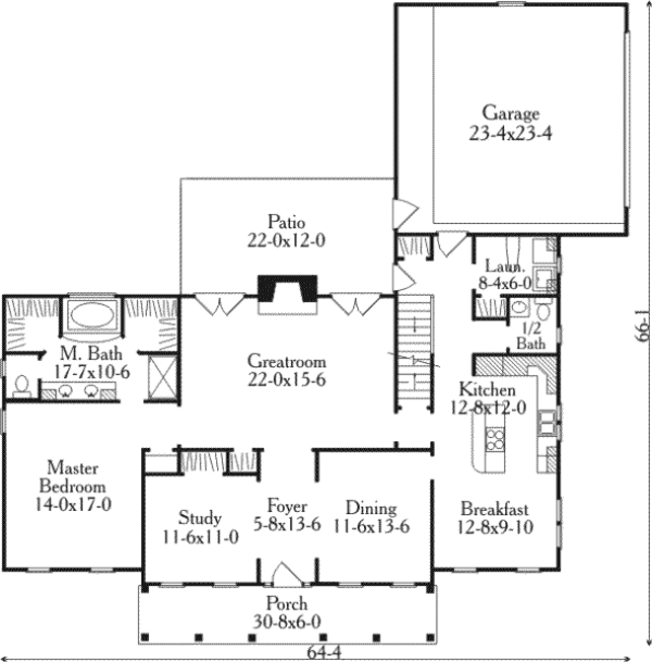 Home Plan - Southern Floor Plan - Main Floor Plan #406-298