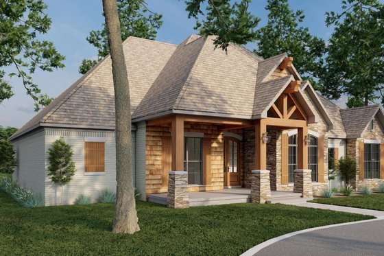 Exterior - Front Elevation 4 for European House Plan #923-80 - 3 bed, 2.5 bath