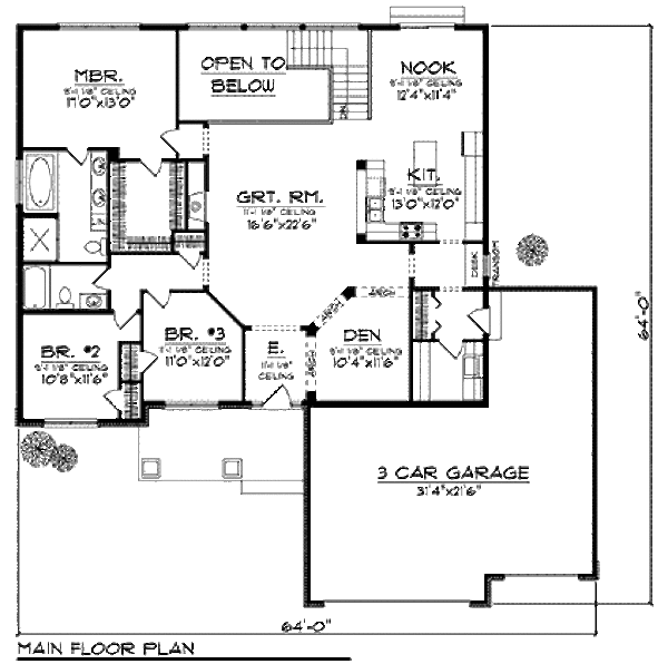 Home Plan - Craftsman Floor Plan - Main Floor Plan #70-909