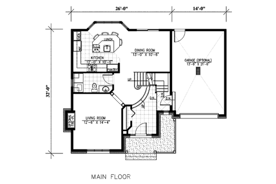Floor Plan - Main Floor for European House Plan #138-323 - 3 bed, 1.5 bath