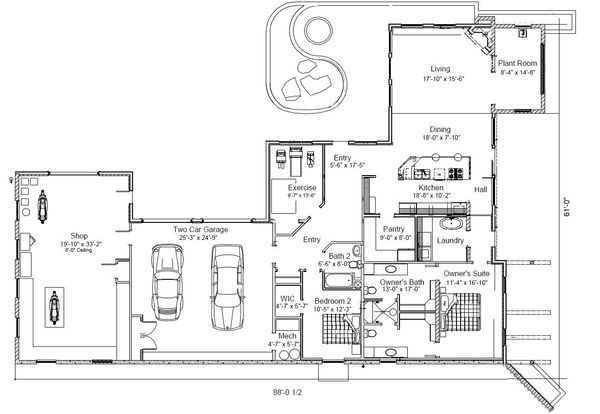 Modern Floor Plan - Main Floor Plan #451-18