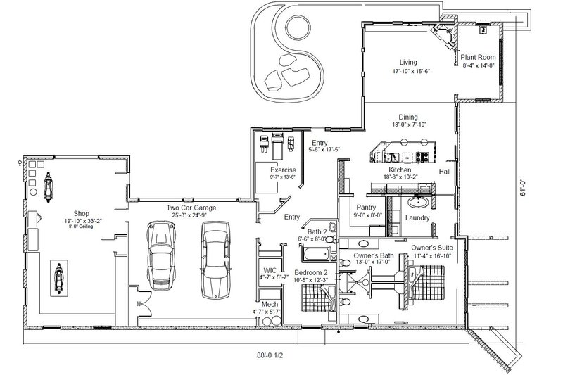 Modern Style House Plan - 2 Beds 2 Baths 3568 Sq/Ft Plan #451-18 ...