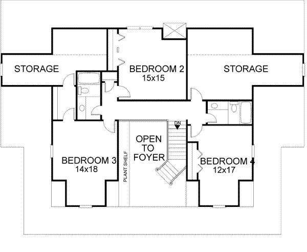 Farmhouse Floor Plan - Upper Floor Plan #56-222
