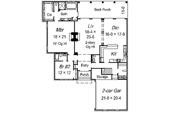 Floor Plan - Main Floor for European House Plan #329-286 - 3 bed, 3.5 bath