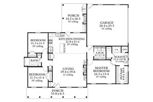 Floor Plan - Main Floor for Cottage House Plan #406-9662 - 3 bed, 2 bath