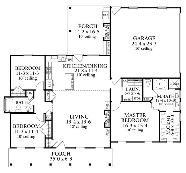 House Plan Design - Cottage Floor Plan - Main Floor Plan #406-9662