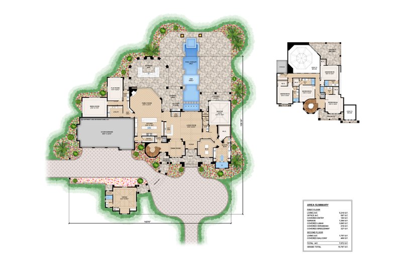 Home Plan - Floor Plan - Main Floor for Mediterranean House Plan #1083-19 - 5 bed, 6 bath