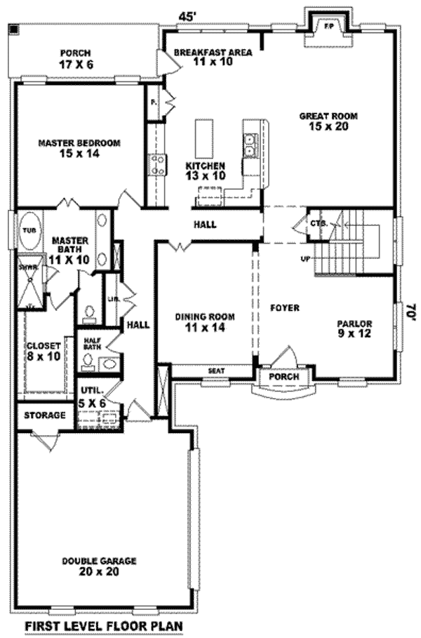 Floor Plan - Main Floor for European House Plan #81-941 - 3 bed, 2.5 bath