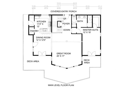 Floor Plan - Main Floor for Craftsman House Plan #117-1102 - 3 bed, 2 bath
