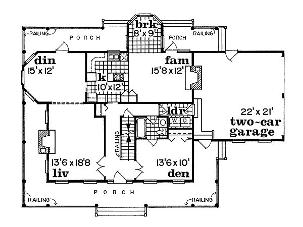 Country Floor Plan - Main Floor Plan #47-192