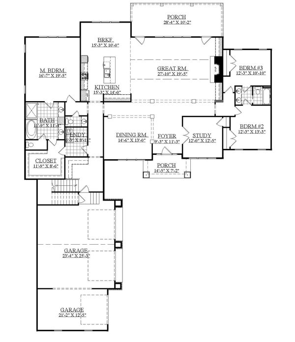 House Plan Design - Craftsman Floor Plan - Main Floor Plan #1071-22