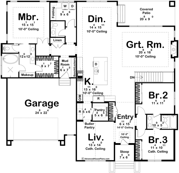 House Blueprint - Cottage Floor Plan - Main Floor Plan #455-712