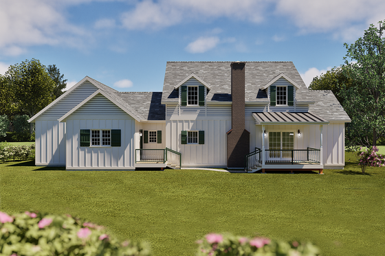 Exterior - Rear Elevation for Farmhouse House Plan #1099-13 - 4 bed, 2.5 bath
