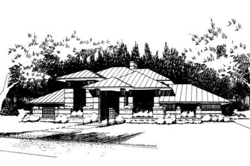 Architectural House Design - Prairie Exterior - Front Elevation Plan #120-109