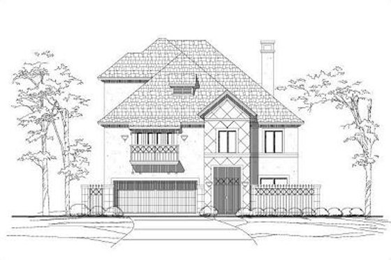 Exterior - Front Elevation for European House Plan #411-719 - 4 bed, 4.5 bath